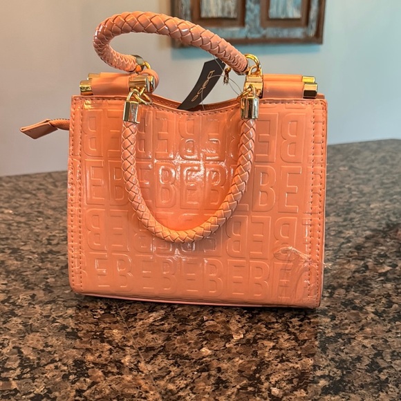 Bebe Peach and gold Mini Bag with Crocodile Embossed Pattern crossbody NWT - Picture 5 of 11